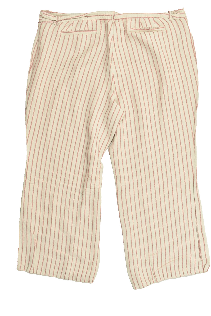 Lane Bryant Pants 22/24 Plus Size Linen Rayon Blend Red Ivory Striped Wide Leg C